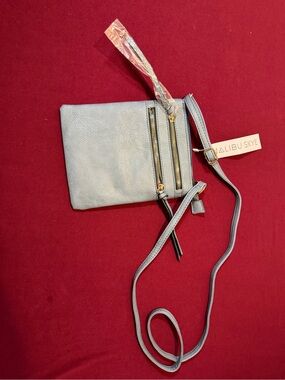 Malibu Light Blue Crossbody with Dual Zip Front Pockets
